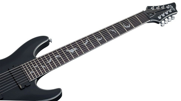 Электрогитара SCHECTER [DAMIEN PLATINUM-8 SBK] электрогитара 8-струнная, корпус: красное дерево, гриф: клен, накладка: палисандр, 24 лада, цвет: Satin Black (SBK)