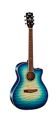 Cort GA-QF-CBB Grand Regal Series - Электро-акустическая гитара, с вырезом, прозрачный синий