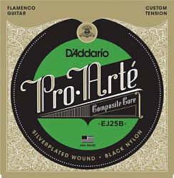 D'Addario EJ25B Pro-Arte Composite струны для фламенко гитары, черный нейлон