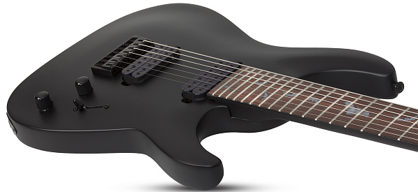Электрогитара SCHECTER [DAMIEN-7 SBK] электрогитара 7-струнная, корпус: красное дерево, гриф: клен, накладка: палисандр, 24 лада, цвет: Satin Black (SBK)