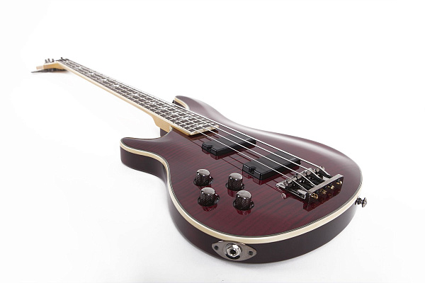 Бас-гитара SCHECTER [OMEN EXTREME-4 LH BCH] леворукая 4-струнная бас-гитара, корпус: красное дерево, топ: огненный клен, гриф: клен, накладка: палисандр, 24 лада, цвет: Black Cherry (BCH)