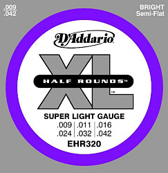 D'Addario EHR320 Half Round Комплект струн для электрогитары, Super Light (9-42).