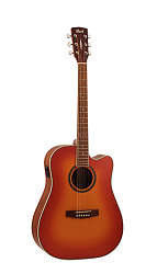 Cort AD890CF-LVBS Standard Series Электро-акустическая гитара, с вырезом, санберст