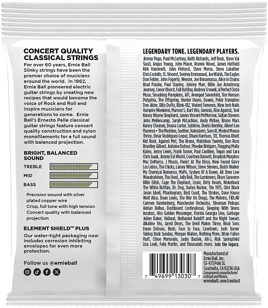ERNIE BALL 2402 Ernesto Palla Clear&Silver Nylon High 29-45 - Струны для классической гитары