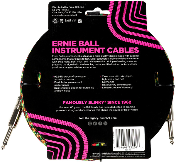 ERNIE BALL 6480, 3.05м - Инструментальный кабель