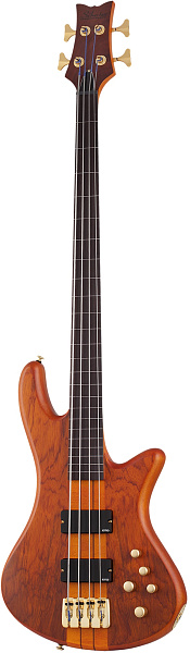 Бас-гитара безладовая  SCHECTER [STILETTO STUDIO-4 FL HSN] бас-гитара 4-струнная безладовая, корпус: красное дерево, топ: бубинга, гриф: клен/многослойный орех, накладка: палисандр, цвет: Honey Satin (HSN)