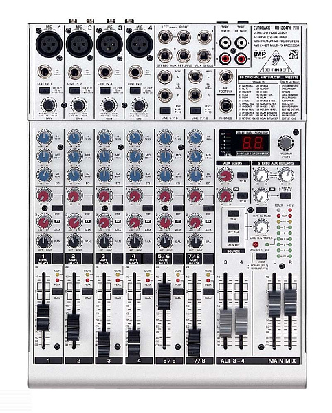 Behringer UB1204FX-PRO - микшер .,4 моно,2стерео,7 полос. эквалайзер,эффекты