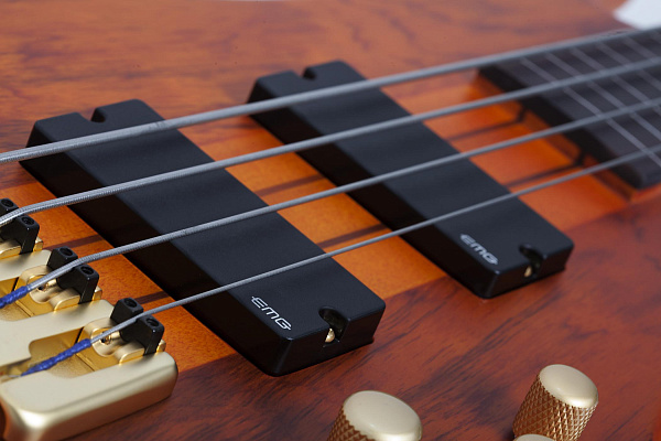 Бас-гитара безладовая  SCHECTER [STILETTO STUDIO-4 FL HSN] бас-гитара 4-струнная безладовая, корпус: красное дерево, топ: бубинга, гриф: клен/многослойный орех, накладка: палисандр, цвет: Honey Satin (HSN)