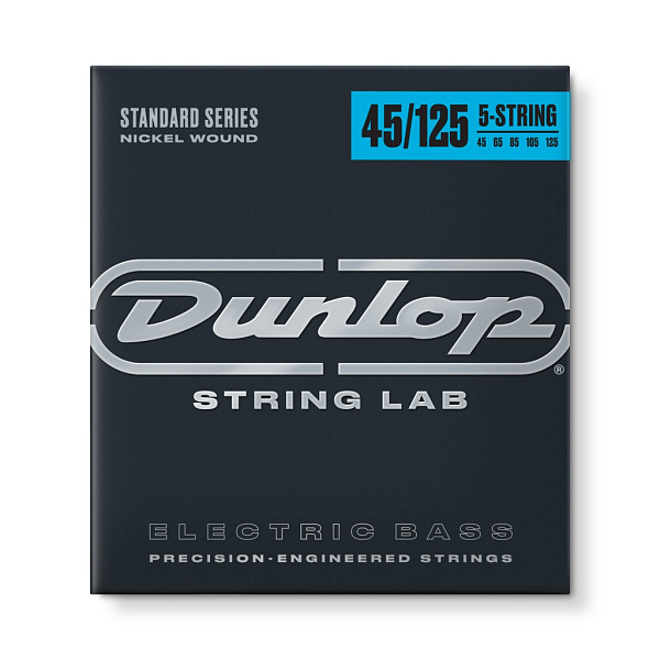 Dunlop DBN45125 - Струны для для 5-струнной бас-гитары 45-125, Medium, никелированные