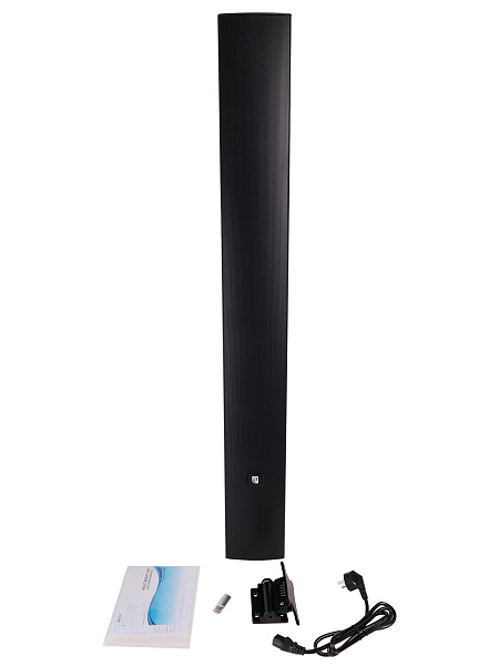 Звуковая колонна Intrend [ITSPK-VA84-B] активная, управляемая, встроенный DSP, 8x4", 320 Вт RMS, вход DANTE, SPL 121dB,  120Hz~16kHz, 120°х20° (+/-20°) (HxV), цвет черный, крепление в комплекте