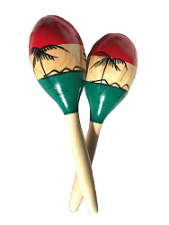 DEKKO M1 - Маракасы авторские деревянные, рисунок пальмы 25 см