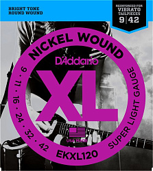 D'Addario EKXL120 Nickel Wound Струны для электрогитары, Super Light, усиленные (9-42).