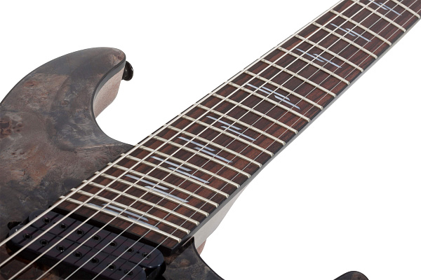 Электрогитара SCHECTER [OMEN ELITE-7 MS CHAR] электрогитара 7-струнная, мультимензур, корпус: красное дерево, топ: кап, гриф: клен, накладка: палисандр, 24 лада, цвет: Charcoal (CHAR)
