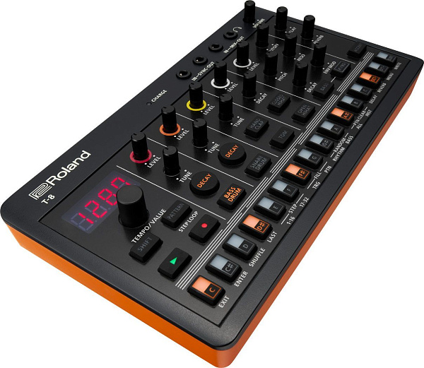 Компактная драм-машина ROLAND [T-8] AIRA Compact T-8 Beat Machine и бас-синтезатор, который сочетает в себе тембры легендарных устройств Roland TR-808, TR-909, TR-606 и басовый модуль TB-303.