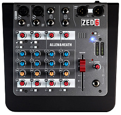 Allen&Heath ZED6 Микшерный пульт. 2 микрофонных/линейных входа, 2 стереовхода.