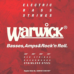 Warwick 42200 M 4 - Струны для 4-струнной бас-гитары Red Label 45-105, сталь