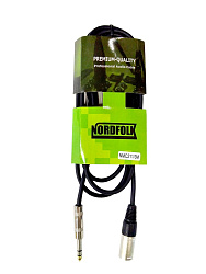 NordFolk NMC211/3M - кабель XLR male - 6.3 мм jack stereo, металл разъёмы, 3м