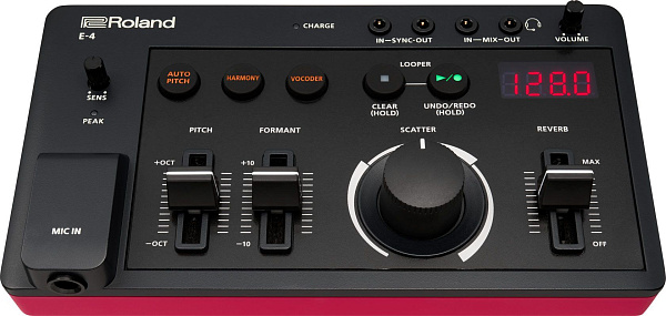 Вокальный процессор ROLAND [E-4] AIRA Compact E-4 Voice Tweaker с вокодером, 8 эффектами (Auto Pitch, Harmony, Vocoder и др.), лупером (24 сек), MIDI-управлением, входом для микрофона (1/4”), USB-C, аккумулятором (до 3,5 ч работы).