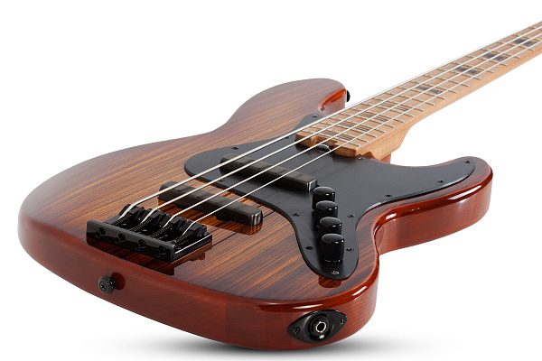 Бас-гитара SCHECTER [J-4 EXOTIC FVSB]  4-струнная, корпус: болотный ясень, топ: зебравуд, гриф: запеченный клен, 21 лад, звукосниматели: EMG Metal Works SJ, цвет: Faded Vintage Sunburst (FVSB)