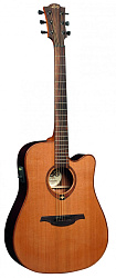 LAG T100DCE Электроакустическая гитара дредноут с вырезом, цвет натуральный.