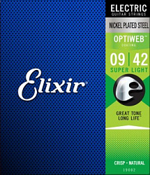 ELIXIR 19002 струны для электрогитары OPTIWEB Super Light (.009-.042)