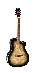 Cort GA-QF-TBB Grand Regal Series - Электро-акустическая гитара, с вырезом, прозрачный черный