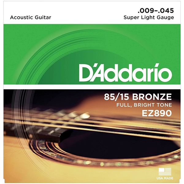 D'Addario EZ890 - Cтруны для акустической гитары (9-45), Super Light, бронза 85/15