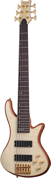 Бас-гитара SCHECTER [STILETTO CUSTOM-6 NAT] бас-гитара 6-струнная, корпус красное дерево, топ: волнистый клен, гриф: клен/орех, на болтах, накладка: палисандр, 24 лада, цвет Natural Satin (NAT)