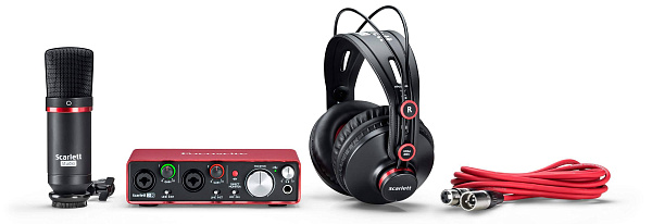 FOCUSRITE SCARLETT 2I2 STUDIO 2ND GEN комплект: Scarlett 2i2 2nd Gen, наушники, микрофон, ПО, кабель