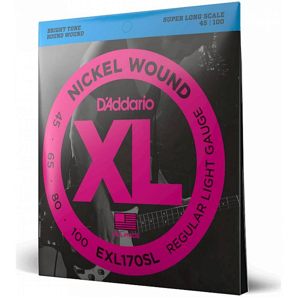 D'Addario EXL170 SL Струны для 4х-струнной бас-гитары никель 45-100, Soft, Super Long Scale