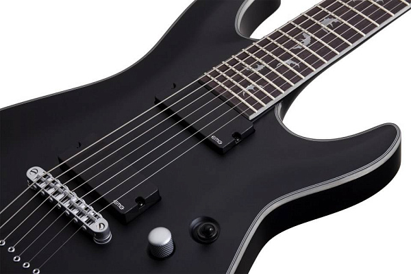 Электрогитара SCHECTER [DAMIEN PLATINUM-7 SBK] электрогитара 7-струнная, корпус: красное дерево, гриф: клен, накладка: палисандр, 24 лада, цвет: Satin Black (SBK)