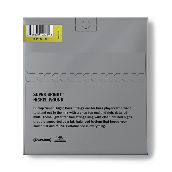 Dunlop DBSBN40100M Super Bright - Комплект струн для бас-гитары, никелированные, 40-100, Medium Scal
