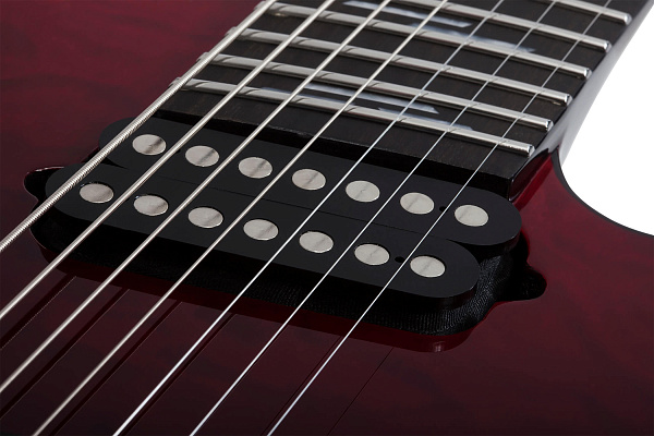 Электрогитара SCHECTER [REAPER-7 ELITE MS BLOODBURST BB] электрогитара 7-струнная мультимензурная, корпус: красное дерево, топ: стеганый клен, гриф: венге, накладка: черное дерево, 24 лада, цвет: Blood Burst (BB)