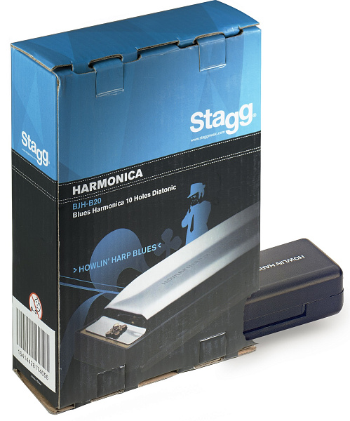 Губная гармошка STAGG [BJH-B20 C] блюзовая, строй "до мажор", 10 диатонических отверстий, 20 тонов, медные пластины 0,9 мм