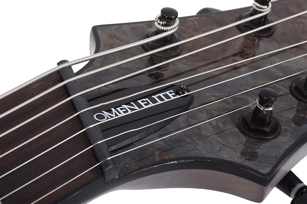 Электрогитара SCHECTER [OMEN ELITE-7 MS CHAR] электрогитара 7-струнная, мультимензур, корпус: красное дерево, топ: кап, гриф: клен, накладка: палисандр, 24 лада, цвет: Charcoal (CHAR)
