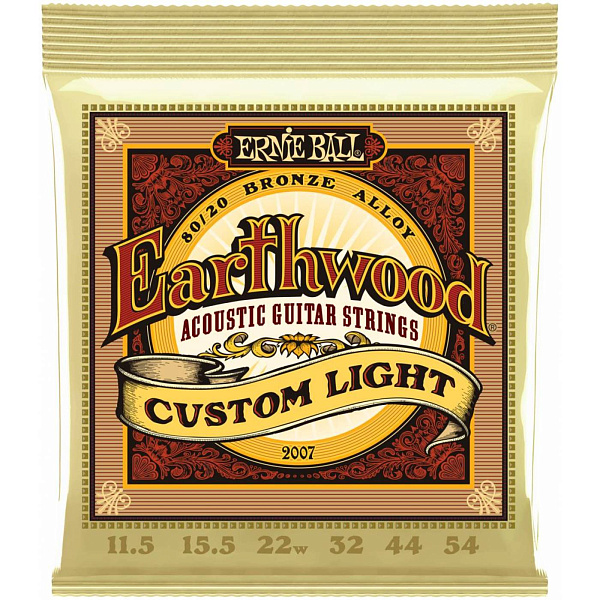 ERNIE BALL 2007 - струны для акуст. гитары Earthwood 80/20 Bronze Custom Light (11.5-54)
