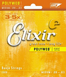 Elixir 11650 POLYWEB Комплект струн для банджо, Medium, 10-23