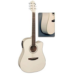 FLIGHT AD-200 CEQ/WH - Электроакустическая гитара, цвет белый, скос под правую руку.