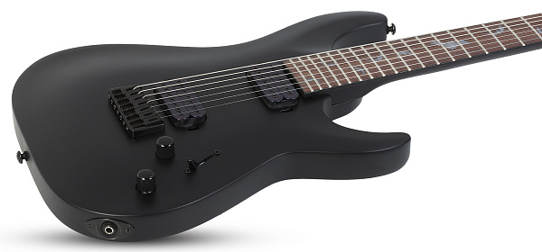 Электрогитара SCHECTER [DAMIEN-7 SBK] электрогитара 7-струнная, корпус: красное дерево, гриф: клен, накладка: палисандр, 24 лада, цвет: Satin Black (SBK)