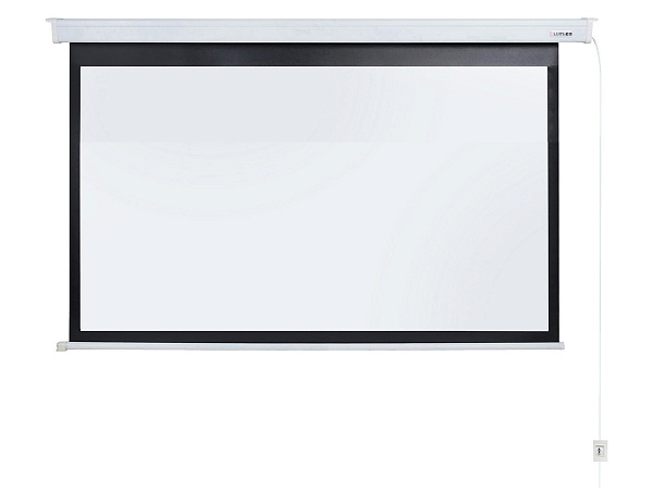 [LEC-100112] Экран с электроприводом Lumien [Eco Control] 198x300 см (раб. область 164х292 см) (132") Matte White, верх.кайма 30 см, черная кайма по периметру 16:9