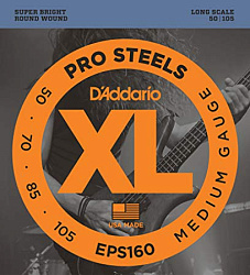 D`Addario EPS160 ProSteels Комплект струн для бас-гитары, Medium, 50-105, Long Scale
