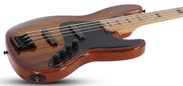 Бас-гитара SCHECTER [J-4 EXOTIC FVSB]  4-струнная, корпус: болотный ясень, топ: зебравуд, гриф: запеченный клен, 21 лад, звукосниматели: EMG Metal Works SJ, цвет: Faded Vintage Sunburst (FVSB)