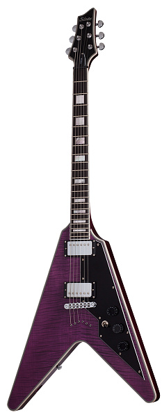 Электрогитара SCHECTER [V-1 CUSTOM TPUR] электрогитара 6-струнная, корпус: красное дерево, топ: клен, гриф: красное дерево, накладка: черное дерево, 22 лада, цвет: Trans Purple (TPUR)