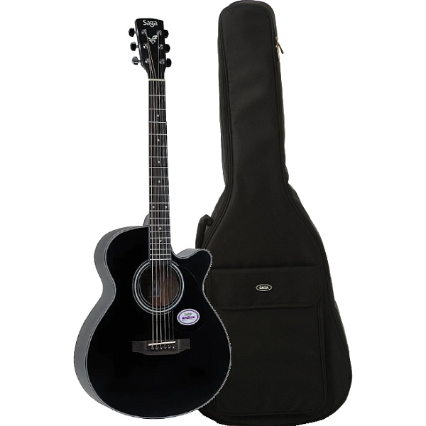 Saga SA600C BK - Акустическая гитара с чехлом, чёрная