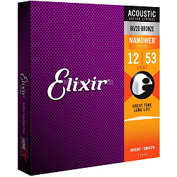 Elixir 11052 NanoWeb - Струны для акустической гитары (12-53), Light