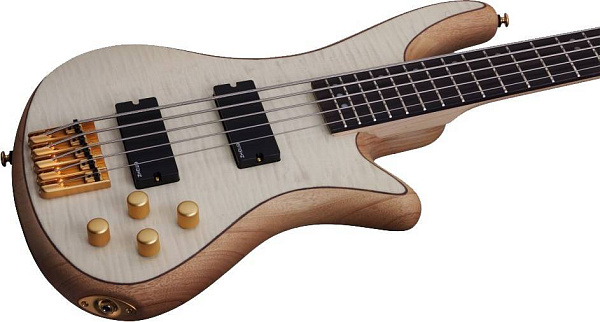 Бас-гитара SCHECTER [STILETTO CUSTOM-5 NAT] бас-гитара 5-струнная,корпус красное дерево, топ: волнистый клен, гриф: клен/орех, на болтах, накладка: палисандр, 24 лада, цвет Natural Satin (NAT)