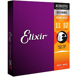 Elixir 11027 NanoWeb - Струны для акустической гитары (11-52), Custom Light