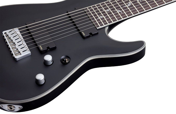 Электрогитара SCHECTER [DAMIEN PLATINUM-8 SBK] электрогитара 8-струнная, корпус: красное дерево, гриф: клен, накладка: палисандр, 24 лада, цвет: Satin Black (SBK)