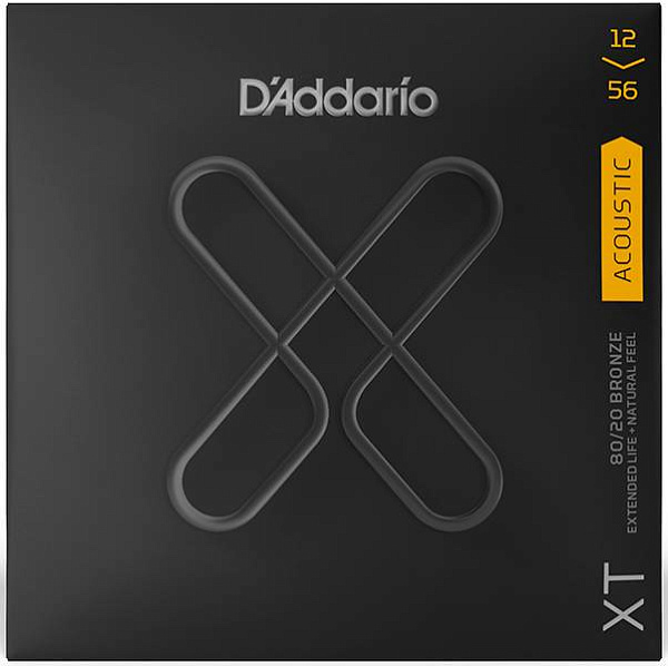 D'Addario XTABR1256 XT - Комплект струн для акустической гитары, бронза 80/20, 12-56, с покрытием 