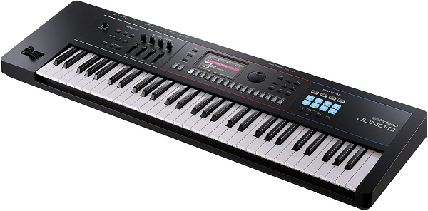 Цифровой синтезатор ROLAND [JUNO-D6] с 61 клавишей (чувствительность к нажатию), движком ZEN-Core. Более 3 800 звуков, 95 наборов ударных, 128 пользовательских пресетов, 8-дорожечный секвенсор (64 шага), микрофонный вход, USB-C, вес 5,8 кг.